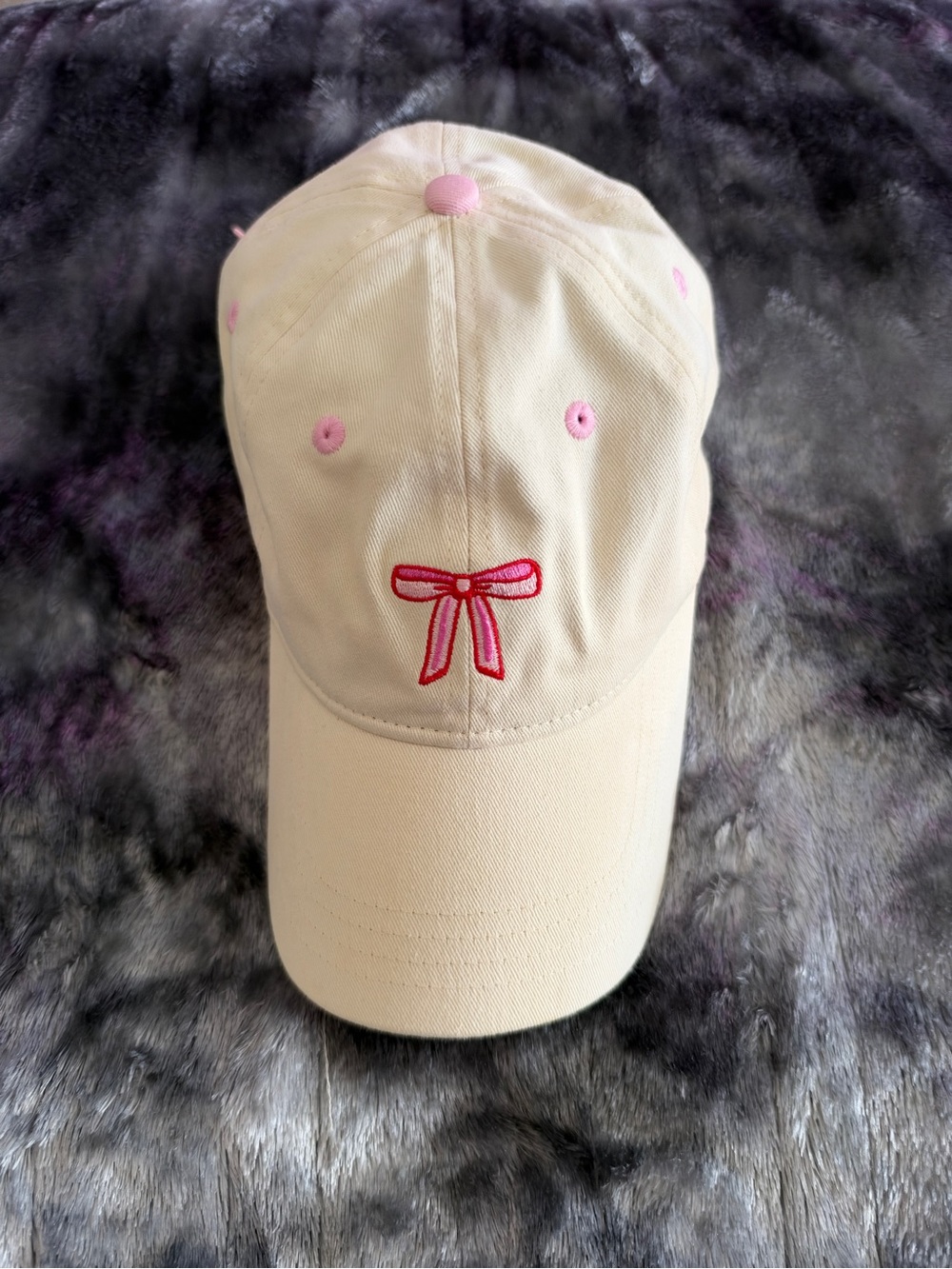 Pink Bow Embroidered Cap